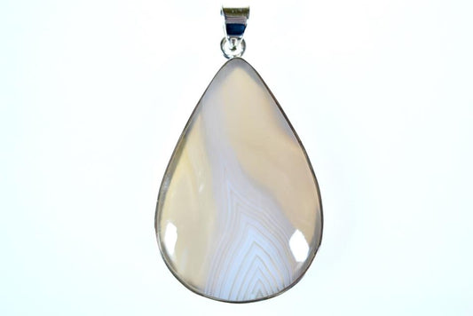 Agate Pendant Bezel Set in Silver Teardrop 4cm