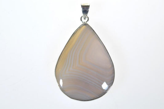 Agate Pendant Bezel Set in Silver Teardrop 4cm